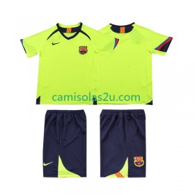 Camisolas de futebol FC Barcelona 2006 Retro Criança Equipamento Alternativa 2005 Manga Curta
